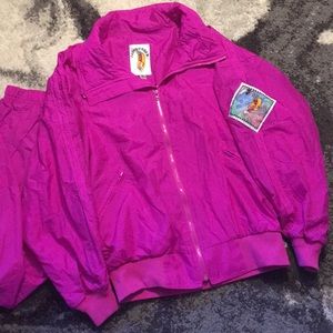 VTG Magenta Windbreaker Jacket + Pants Set 🌭